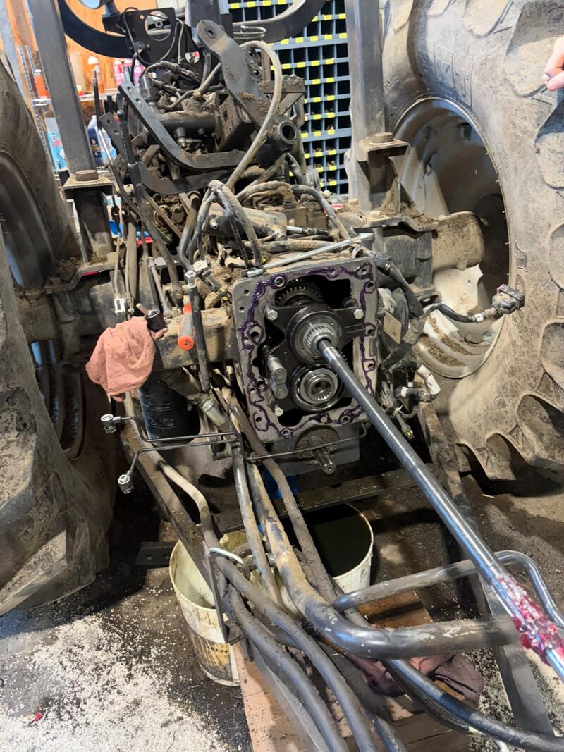 Tractor split at the transmission for powertrain work