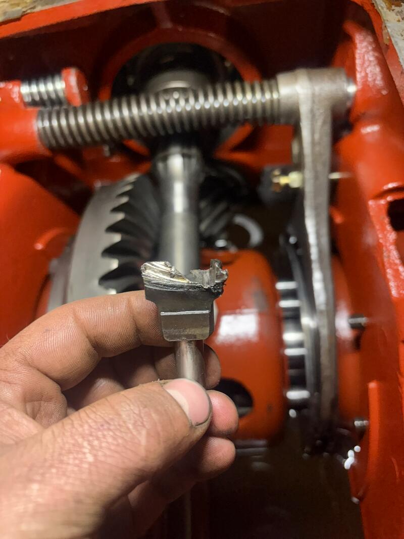Broken part pulled from a gearbox during a repair